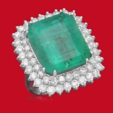 14K Gold 19.12 Emerald 2.75 Diamond Ring