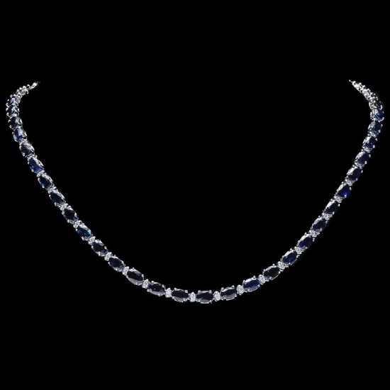 14k Gold 26.50ct Sapphire 1ct Diamond Necklace