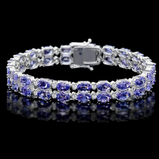 14k 20.00ct Tanzanite 1.30ct Diamond Bracelet