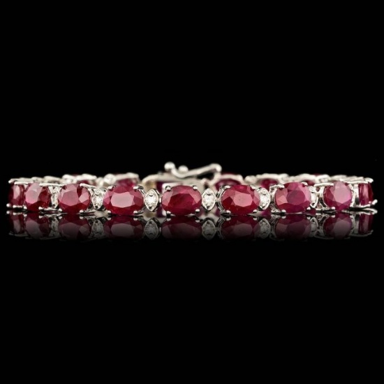 14k Gold 17.50ct Ruby 0.70ct Diamond Bracelet