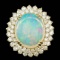 14k Yellow Gold 9.00ct Opal 3.15ct Diamond Ring