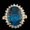 14k Yellow Gold 12.00ct Topaz 1.20ct Diamond Ring