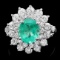 14k White Gold 1.80ct Emerald 1.40ct Diamond Ring