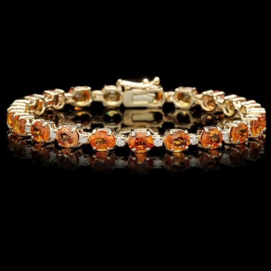 14k Gold 16.00ct Sapphire 1.00ct Diamond Bracelet