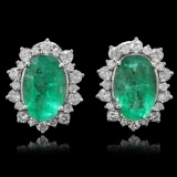 18K Gold 13.64ct Emerald 3.26ct Diamond Earrings