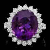 14k Gold 9.50ct Amethyst 1.60ct Diamond Ring