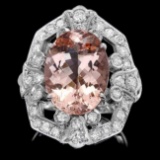 14k Gold 7.50ct Morganite 1.35ct Diamond Ring