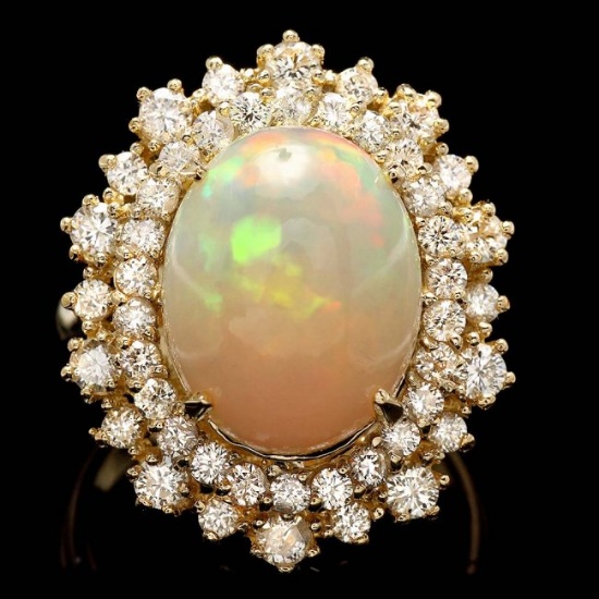 14k Yellow Gold 5.00ct Opal 1.42ct Diamond Ring
