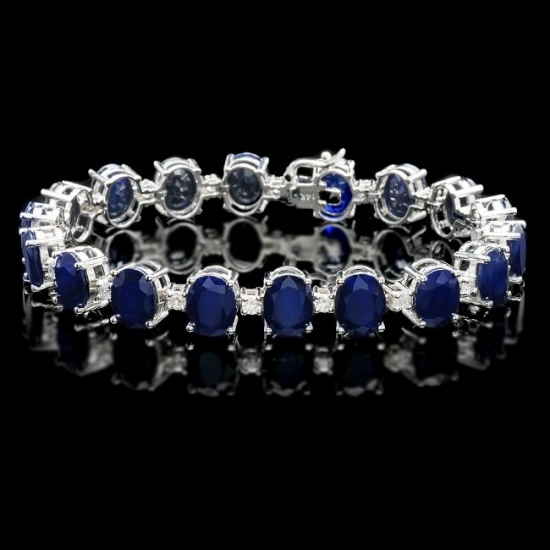 14k Gold 40ct Sapphire 1.35ct Diamond Bracelet