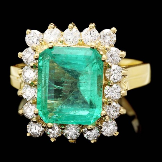 18k Gold 4.00ct Emerald 1.00ct Diamond Ring