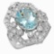 14K Gold 3.81ct Aquamarine 0.99ct Diamond Ring