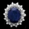 14k Gold 7.00ct Sapphire 0.80ct Diamond Ring