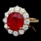 14k Yellow Gold 5.00ct Ruby 1.35ct Diamond Ring