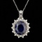 14k Gold 8.00ct Sapphire 0.80ct Diamond Pendant