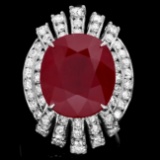 14k White Gold 15.50ct Ruby 2.10ct Diamond Ring