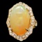 14k Yellow Gold 17.00ct Opal 0.65ct Diamond Ring