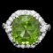 14k White Gold 7.50ct Peridot 1.20ct Diamond Ring