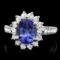 14k White Gold 2.5ct Tanzanite 1ct Diamond Ring