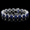 14k Gold 40ct Sapphire 1.35ct Diamond Bracelet