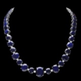 14k W Gold 164ct Sapphire 1.85ct Diamond Necklace