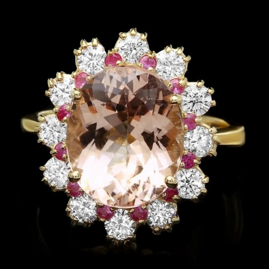 14k Gold 4.70ct Morganite 1.00ct Diamond Ring