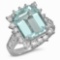 14K Gold 5.17ct Aquamarine 1.20ct Diamond Ring