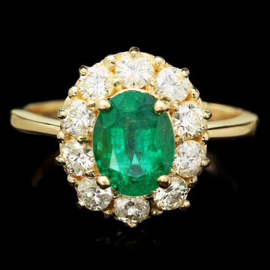 14k Gold 1.80ct Emerald 1.00ct Diamond Ring