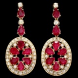 14k Gold 15.50ct Ruby 3.00ct Diamond Earrings