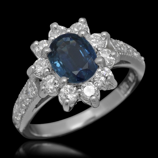 14K Gold 1.44ct Sapphire 1.02ct Diamond Ring