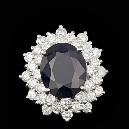 14k Gold 7.25ct Sapphire 2.60ct Diamond Ring
