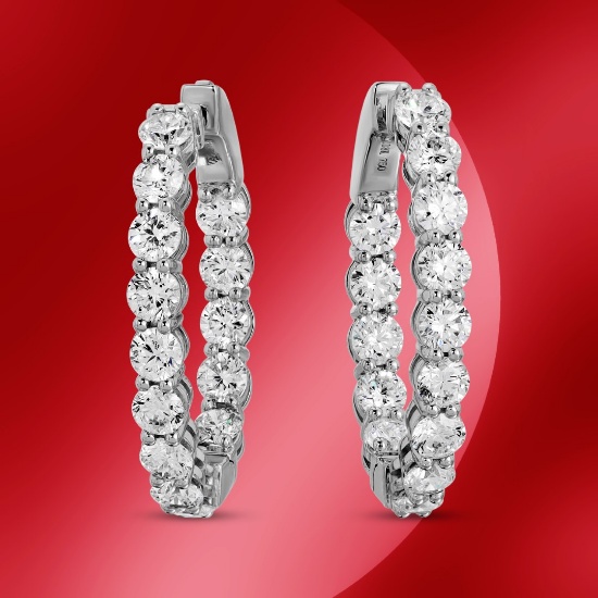 14K Gold 5.25cts Diamond Hoop Earrings | Jewelry, Gemstones & Watches ...