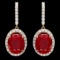 14k Gold 13.00ct Ruby 1.50ct Diamond Earrings