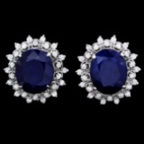 14k Gold 18ct Sapphire 1.35ct Diamond Earrings