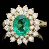 18k Gold 1.75ct Emerald 1.50ct Diamond Ring