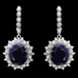 14k Gold 17ct Sapphire 1.80ct Diamond Earrings