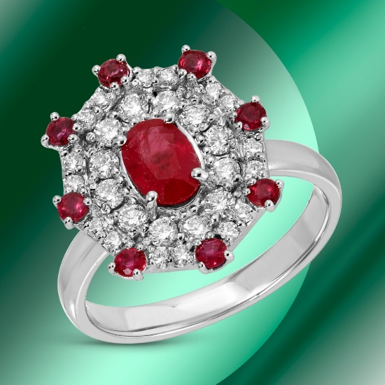 14k Gold 1.13ctc Ruby & 0.56ctc Diamond Ring