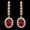 14k Gold 5.00ct Ruby 1.40ct Diamond Earrings