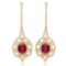 14K Yellow Gold, 8.10cts Ruby, 2.67cts Diamond Earring
