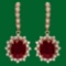 14k 13.50ct Ruby 1.70ct Diamond Earrings