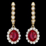 14k Gold 5.00ct Ruby 1.30ct Diamond Earrings