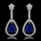 14k White Gold 6.50ct Sapphire 2.75ct Diamond Earrings