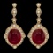 14k Gold 22.50ct Ruby 1.70ct Diamond Earrings