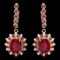 14k Gold 8.2ct Ruby 0.65ct Diamond Earrings