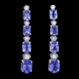 14k Gold 5ct Tanzanite 0.35ct Diamond Earrings