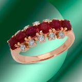 14k Gold 1.32ctc Ruby & 0.35ctc Diamond Ring