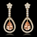 14k Yellow Gold 5.10ct Morganite 2.75ct Diamond Earrings