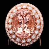 14k Rose 10.00ct Morganite 1.60ct Diamond Ring