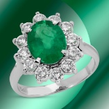 14k Gold 2.00ct Emerald & 1.00ct Diamond Ring