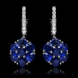 14k White Gold 5.64ct Sapphire 0.58ct Diamond Earrings