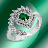 14k Gold 2.00ctc Emerald & 0.57ctc Diamond Ring